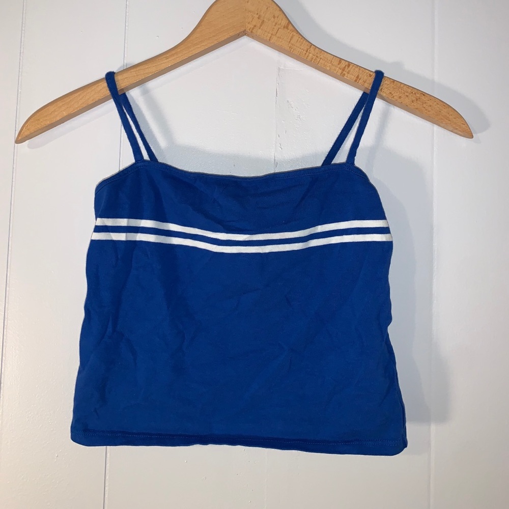 Blue Cropped Spaghetti Strapped Top